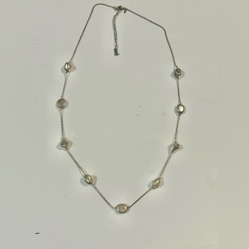 VTG Avon 27" bar link silver tone chain beaded necklace stackable costume long - Picture 4 of 6